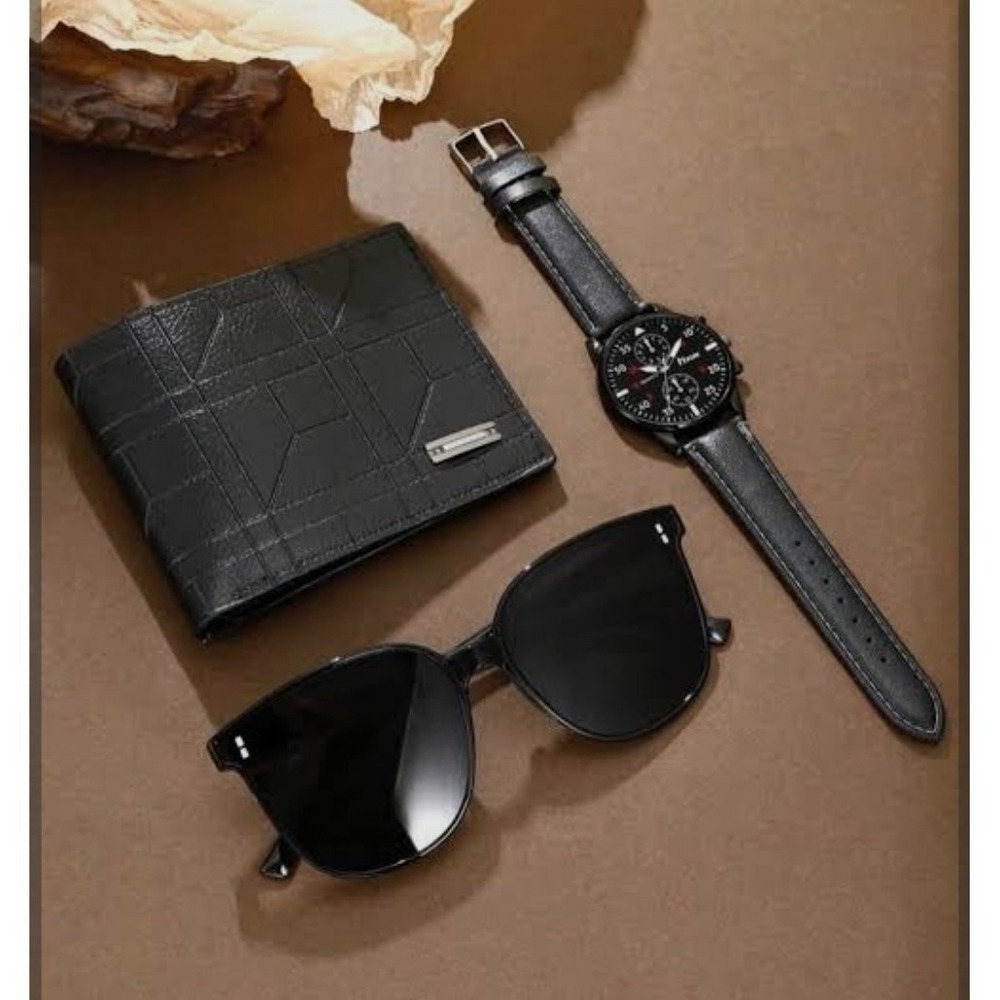 3piece Mens Gift Set Quartz Watch, Sunglasses Wallet Holiday Anniversary Present